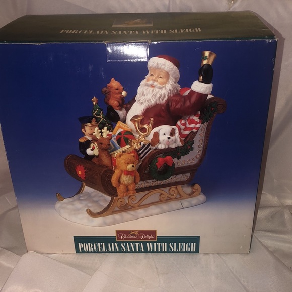 Christmas Delight Porcelain Santa With Sleigh NIB - Picture 8 of 9